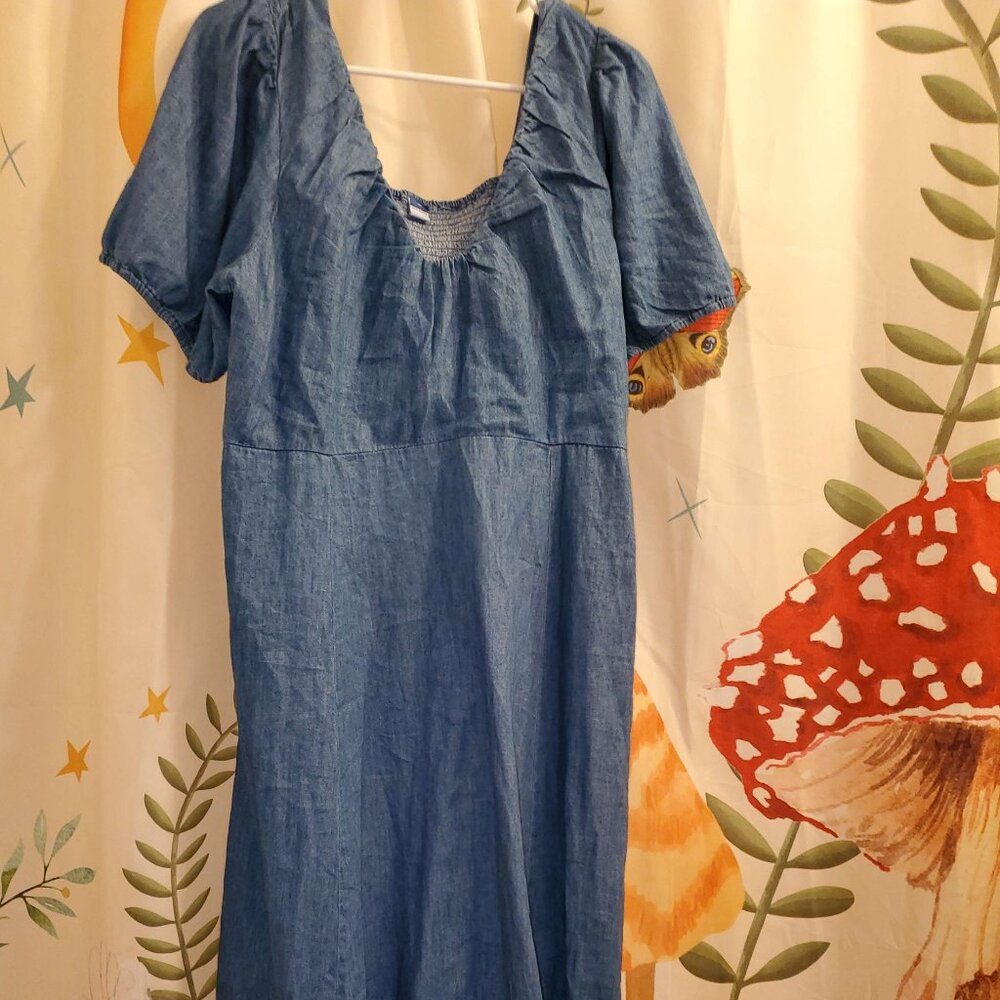 NWT Old Navy Puff Sleeve Cotton Denim Dress - Size XL
